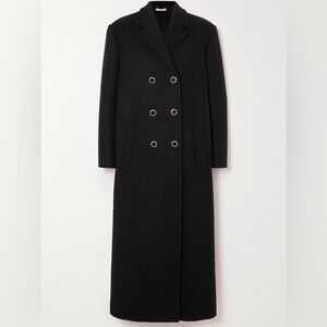NWT Alessandra Rich Double-breasted Wool-felt Coat - Black